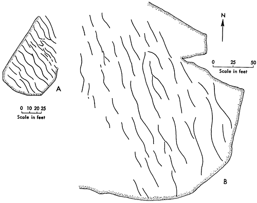 Megaripples on two quarry floors.