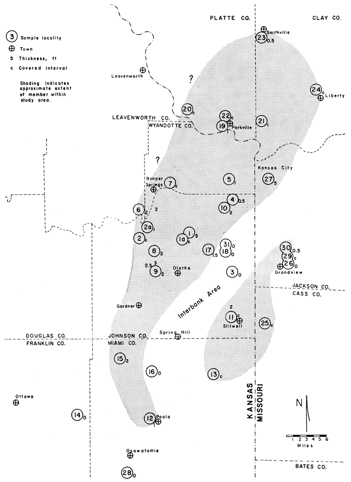 Frisbie Ls present but thin in NW Miami, central Johnson, Wyandotte, Platte, Clay, and in SE Johnson; missing inbetween SE and central Johnson Co.