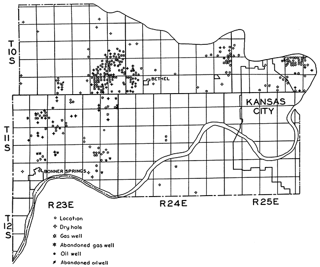 Base map of Wyandotte County, showing location of wells.