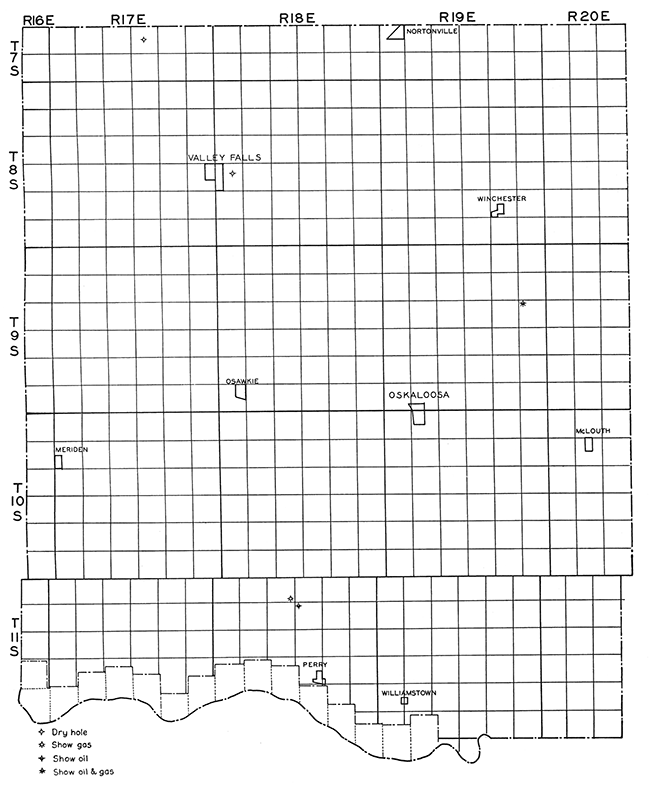 Base map of Jefferson County, showing location of wells.