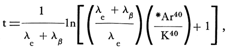 equation for time based on K-Ar values