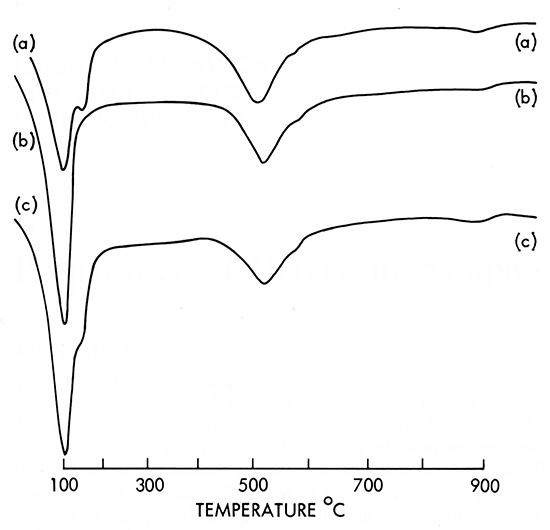 DTA curves showing the effect of exchangeable ions.