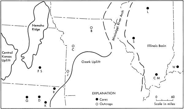 Samples located ffrom NE Oklahome, eastern KS, NW Missouri, Illinois, and SW Indiana.