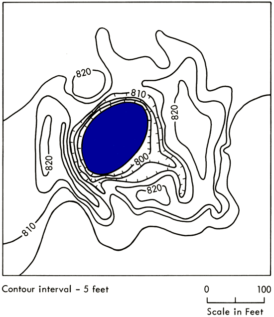 Ridge around mine is at 820 feet; depression drops to around 790 feet.