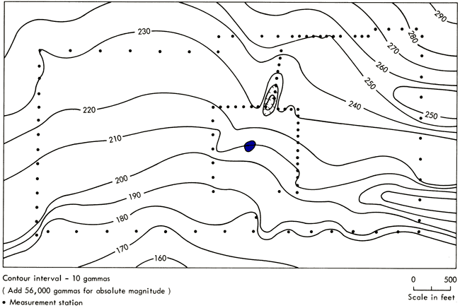 Regional values range from 160 gammas to south up to 260 in north; high of 290 to NE (add 56,000 for absolute values).