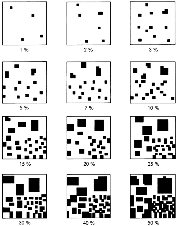 12 squares files with different numbers and sizes of black squares to help in estimating.