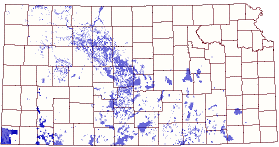 Primary coverage is in Central Kansas Uplift, with others moving northeast from Sumner and Cowley counties