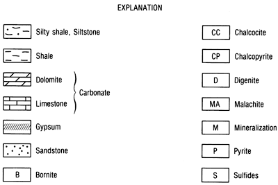 meaning of symbols used to describe rock types and mineralization