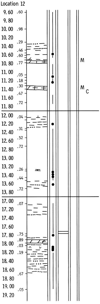 Rock column of drill location 12