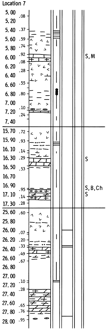 Rock column of drill location 7