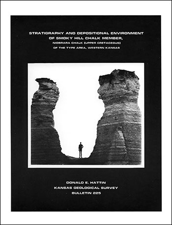Cover of the book; black and white photo of chalk outcrops, black border, white text.