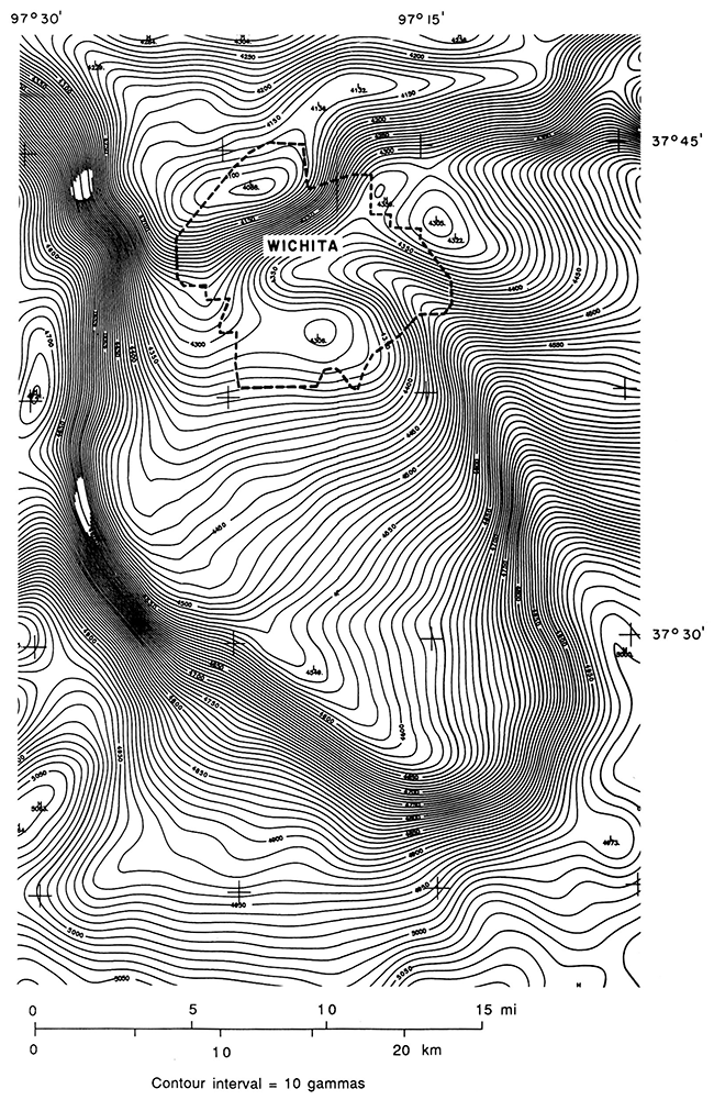 Total-intensity magnetic anomaly in the Wichita area.