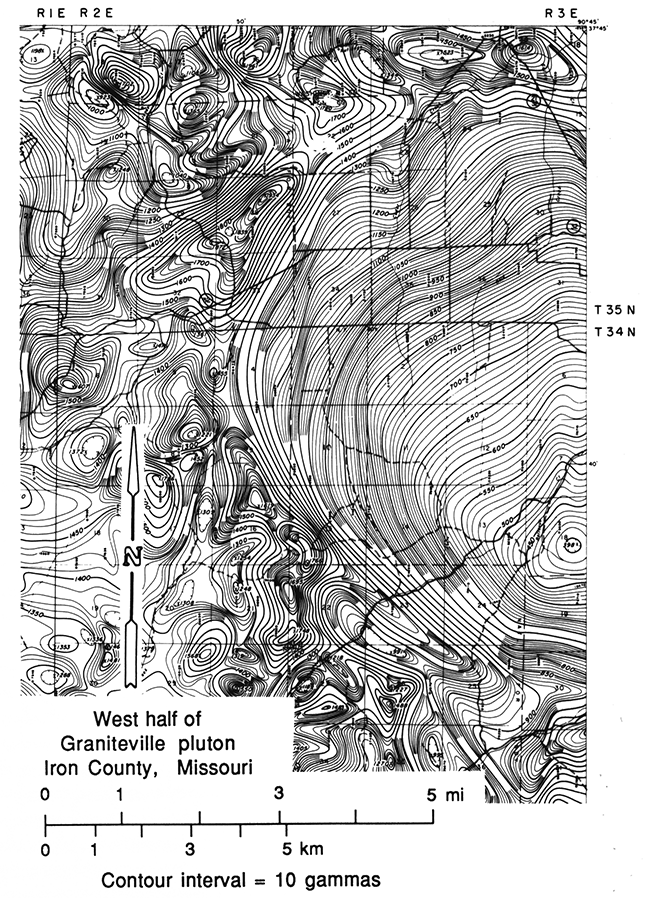 Aeromagnetic map of Graniteville Pluton, southeast Missouri.