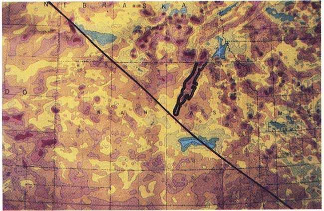 Magnetic map of Kansas and surrounding areas.