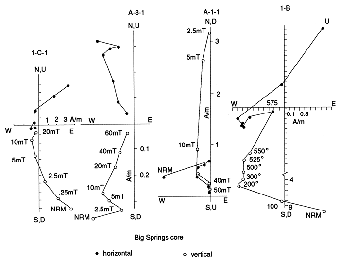 Orthogonal projections for demagnetization data for the Big Springs core.