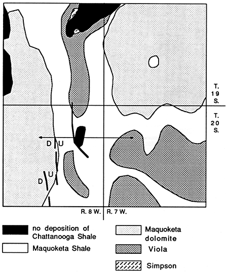 Subcrop map of Pre-Chattanooga unconformity.