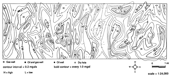 Bouguer gravity map northwest of Gardner, Kansas.