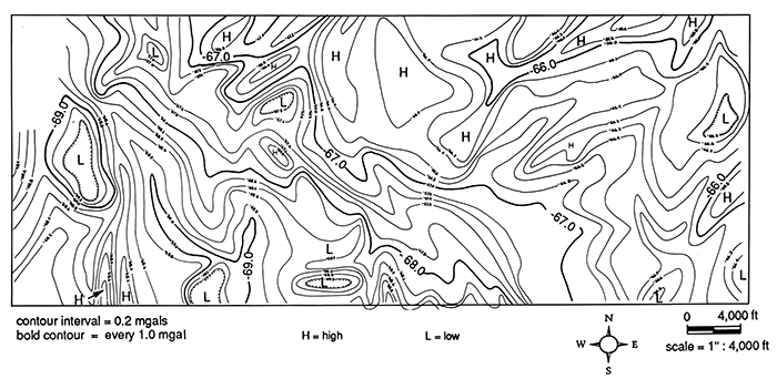 Bouguer gravity map, southeastern Douglas County.