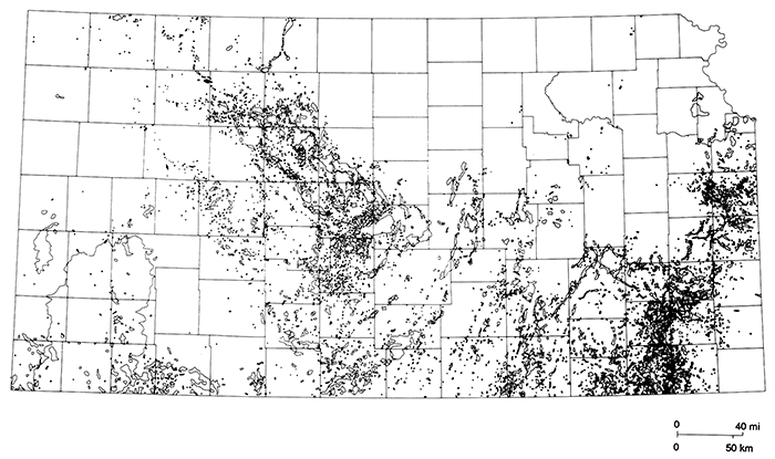 Oil and gas fields of Kansas.