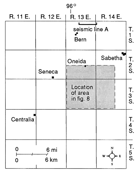 Index map shows seismic line A north of Bern, north of the lines in fig. 8.