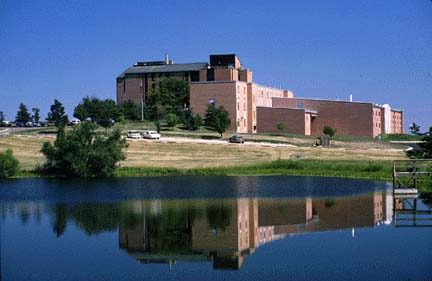 taken in 1996, photo shows Moore hall in background, Parker in middle, and new core library