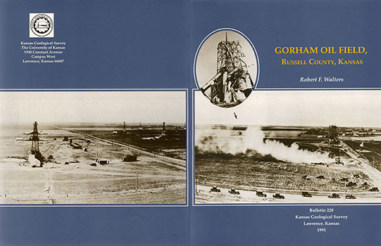 Cover of the book; blue background, white text, historic photos in sepia of oil derricks.