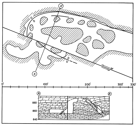 Map and cross section of the Liberty mine, Lafayette County, Wisconsin.