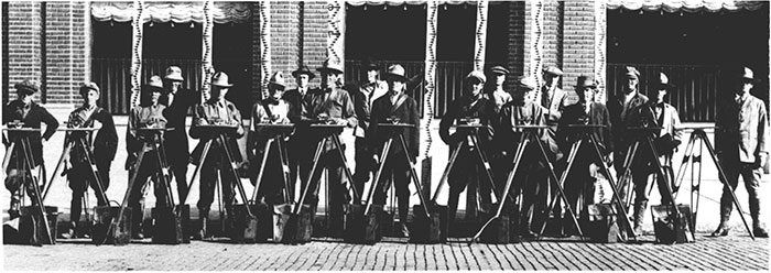 Black and white photo of Empire Gas and Fuel Company surface geologists, about 1918.