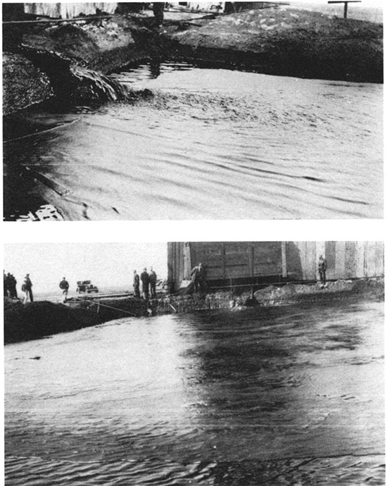 Two black and white photos of Roubach No. 1, April 24, 1935, flowing uncontrolled.