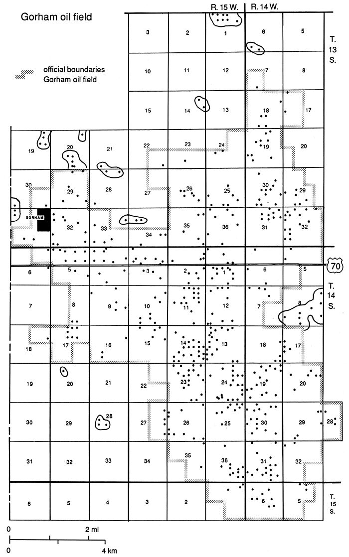 Map of the Gorham oil field, 1986.