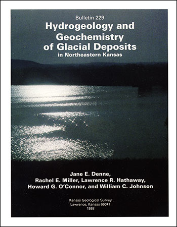 Cover of the book; dark color photo of sunset over Clinton Lake, Douglas County, white border, white text.