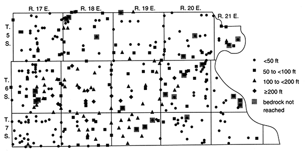 Depth to bedrock, Atchinson County.