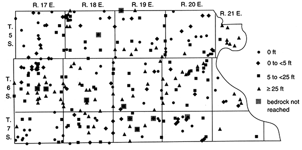 Total Pleistocene sand and gravel thickness, Atchinson County.
