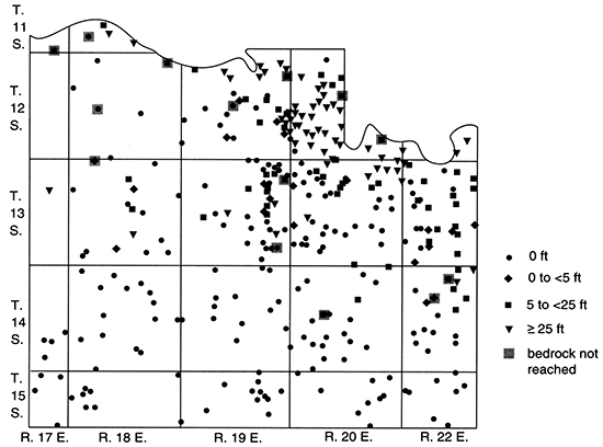 Total Pleistocene sand and gravel thickness, Douglas County.