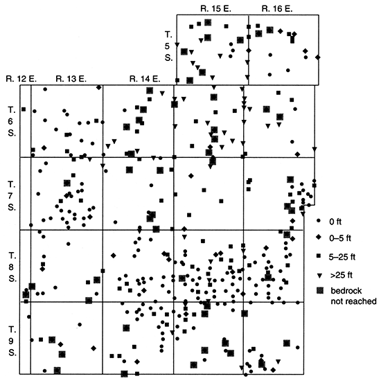 Total Pleistocene sand and gravel thickness, Jackson County.