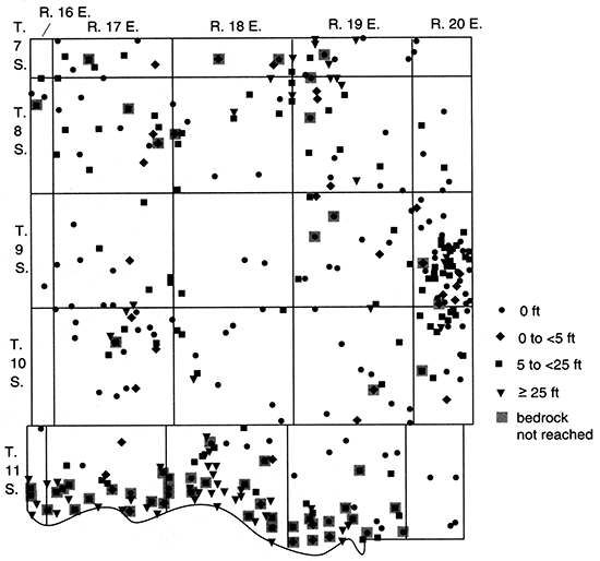 Total Pleistocene sand and gravel thickness, Jefferson County.