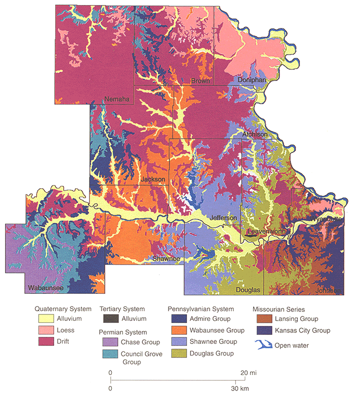 Geologic map of northeastern Kansas.