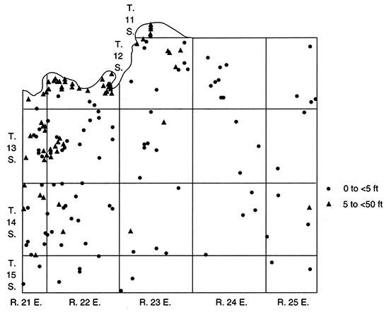 Saturated thickness of Pleistocene deposits, Johnson County.