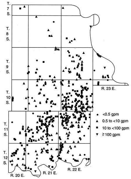 Estimated well yields, Leavenworth County.