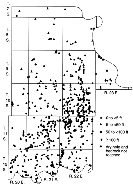 Saturated thickness of Pleistocene deposits, Leavenworth County.