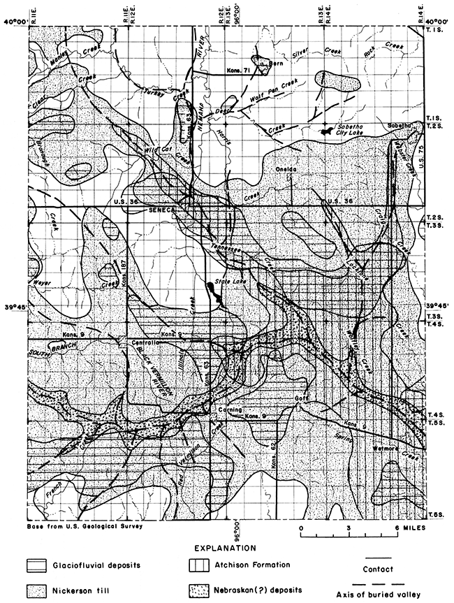 Distribution of Pre-Cedar Bluffs Pleistocene units, Nemaha County.