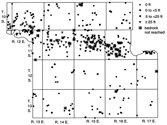 Total Pleistocene sand and gravel thickness, Shawnee County.