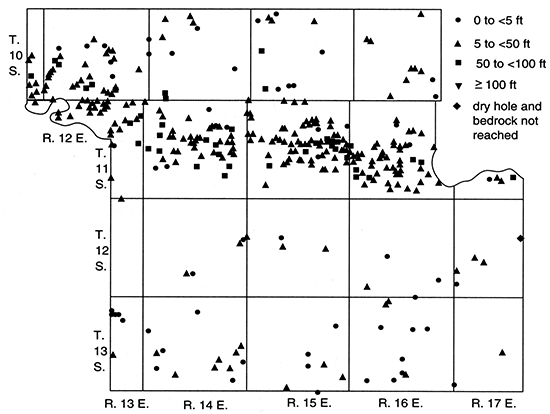 Saturated thickness of Pleistocene deposits, Shawnee County.