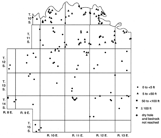 Saturated thickness of Pleistocene Deposits, Wabaunsee County.