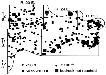 Depth to bedrock, Wyandotte County.