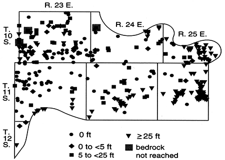 Total Pleistocene sand and gravel thickness, Wyandotte County.