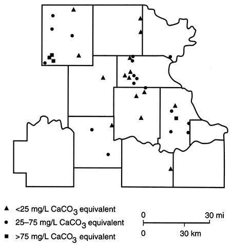 Concentrations for samples exhibiting NaHCO3 alkalinity.