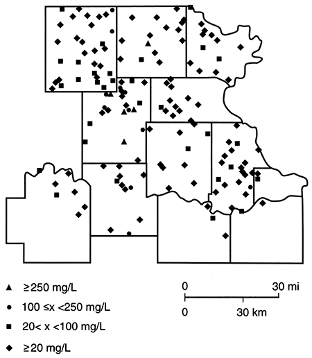 Chloride (CL) concentration for samples.