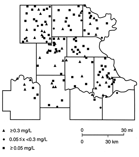 Iron (Fe) concentration for samples.