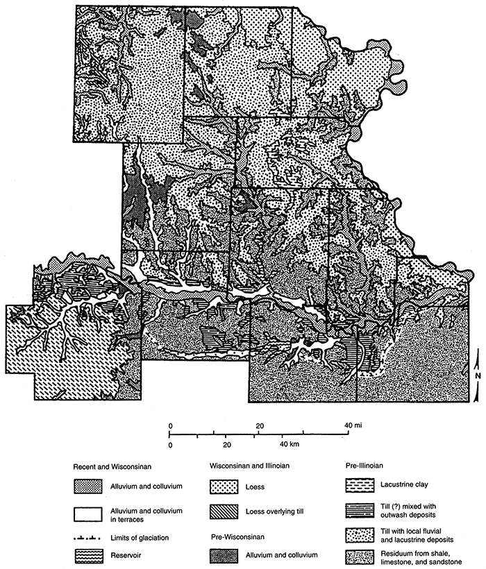 Quaternary map of northeastern Kansas.